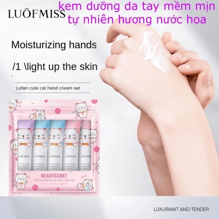 bộ kem dưỡng da tay hoa thực vật bùng nổ dưỡng ẩm hộp quà kem tay mèo dễ thương set 5 chai