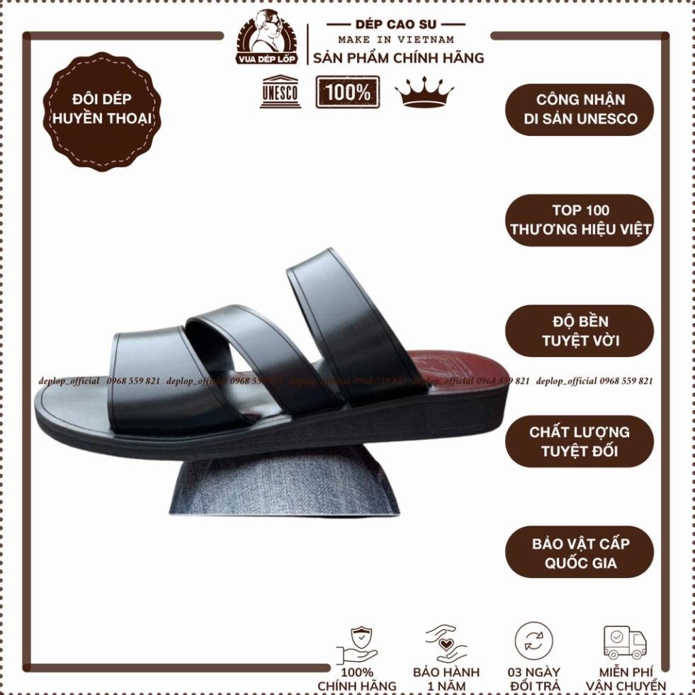 Dép cao su 3 quai chéo đế cao 2.5cm được làm thủ công thương hiệu Vua Dép Lốp trẻ trung