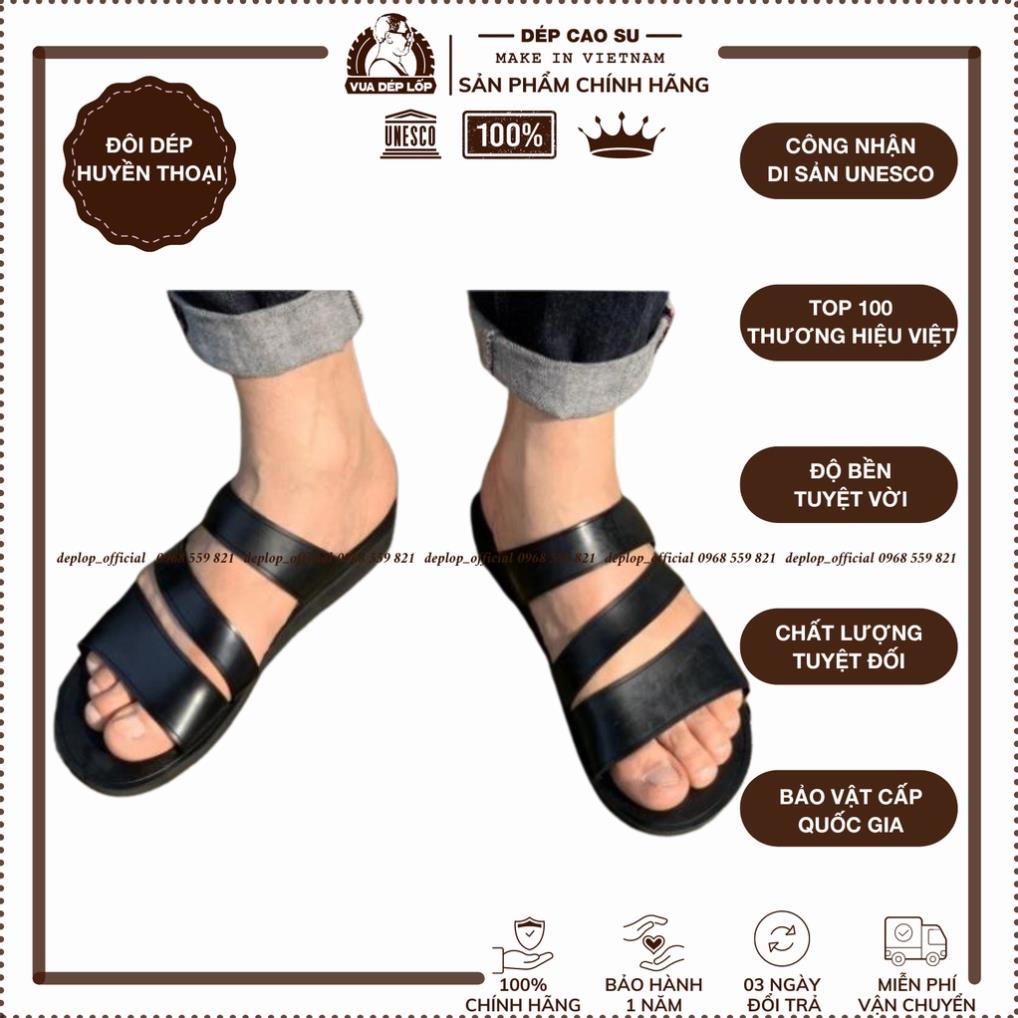 Dép cao su 3 quai chéo đế cao 2.5cm được làm thủ công thương hiệu Vua Dép Lốp trẻ trung