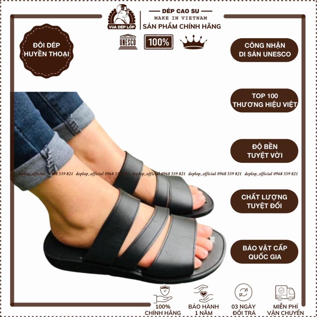 Dép cao su 3 quai chéo đế cao 2.5cm được làm thủ công thương hiệu Vua Dép Lốp trẻ trung