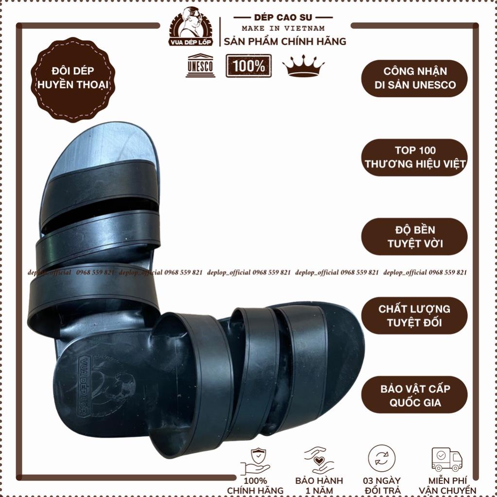 Dép cao su 3 quai ngang đế bằng thương hiệu Vua Dép Lốp trẻ trung lịch sự DL1