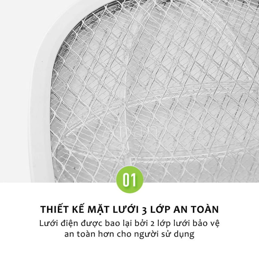Vợt Muỗi Kiêm Đèn Bắt Muỗi 2 In 1 Đa Năng, Đèn Bắt Muỗi Tự Động Có Cổng Sạc USB Và Đế Tiện Dụng