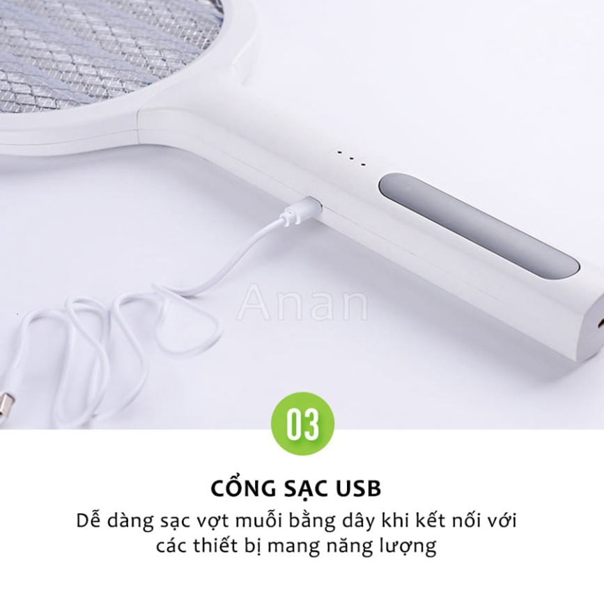 Vợt Muỗi Kiêm Đèn Bắt Muỗi 2 In 1 Đa Năng, Đèn Bắt Muỗi Tự Động Có Cổng Sạc USB Và Đế Tiện Dụng