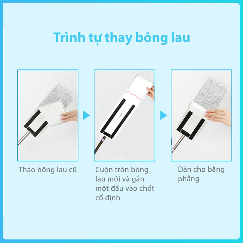Ảnh Bông Lau Thay Thế MyJae Sợi Microfiber Dành Cho Cây Lau Nhà Tự Vắt 2 Ngăn 33cm x 12cm 2