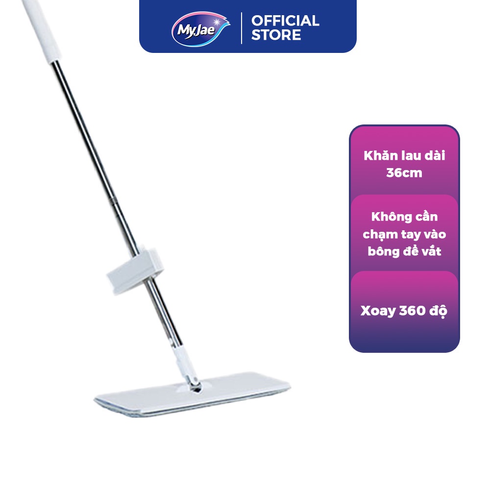 Ảnh Cây lau nhà tự vắt kháng khuẩn Ag+ phẳng sợi fiber xoay 360 độ thông minh lau sạch nhanh khô MyJae 2