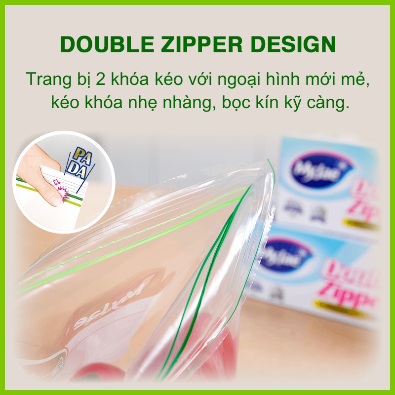 Ảnh Túi zip đựng thực phẩm hai đường kéo PE MyJae, đáy đứng trong suốt, bảo quản thực phẩm 3