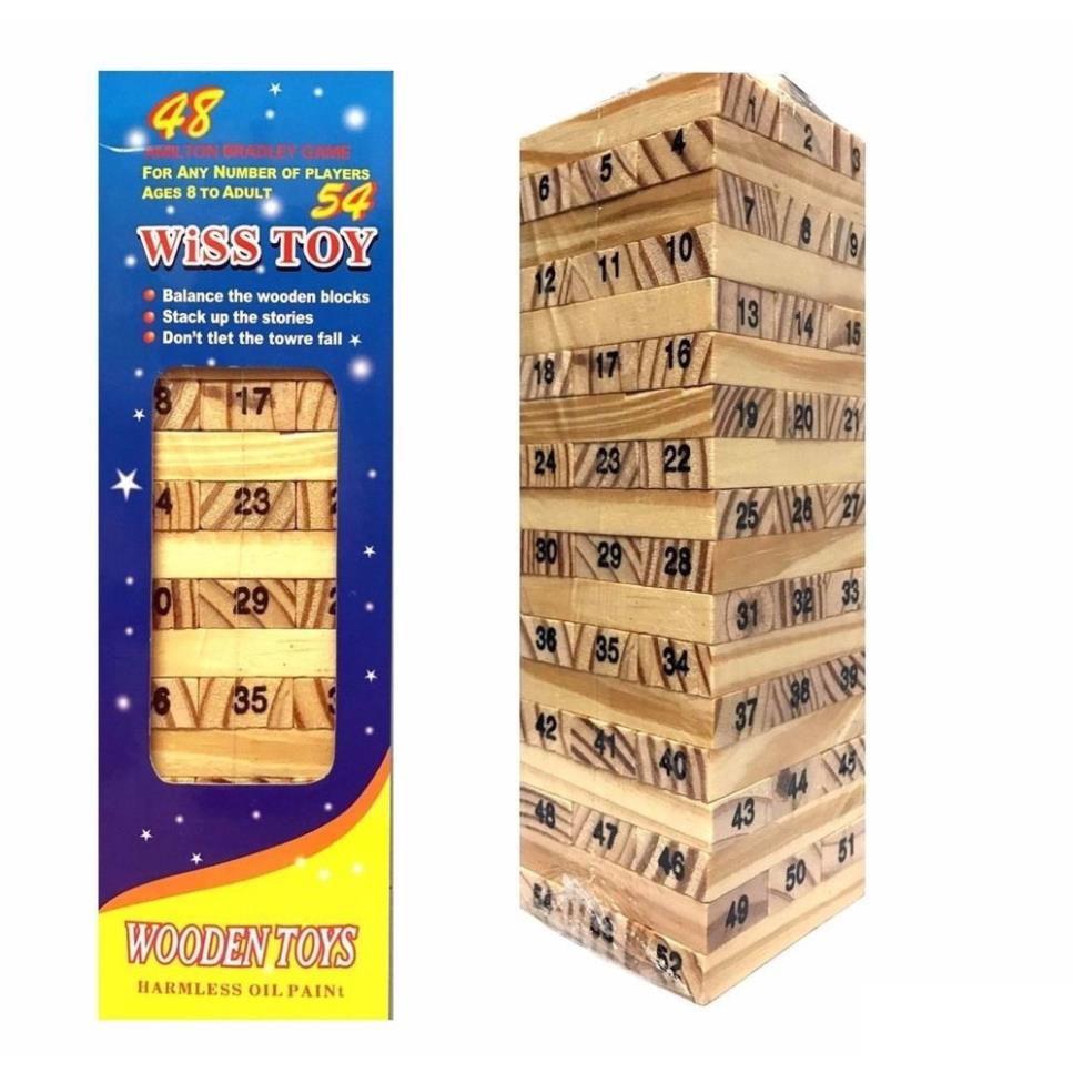 Bộ Đồ Chơi Rút Gỗ 54 Thanh Được Làm Từ Gỗ Cao Cấp