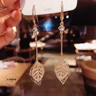 LD113 Bông Tai Chiếc Lá LINDO, Bông Tai Thời Trang Phong cách Hàn Quốc Thích Hợp Đeo Nhiều Dịp