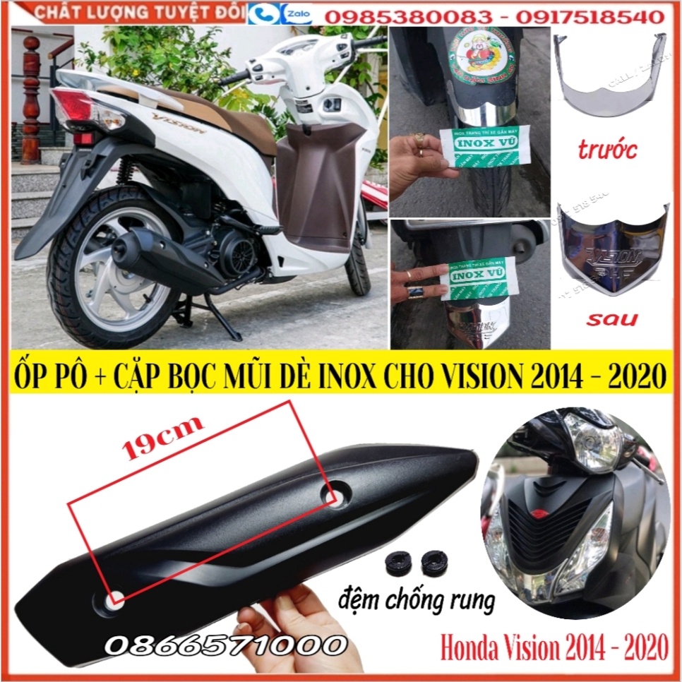 [Vision 2014 - 2020] Ốp Pô, Che Pô Nhựa ABS, Cặp Bọc Mũi Dè Trước Sau ...