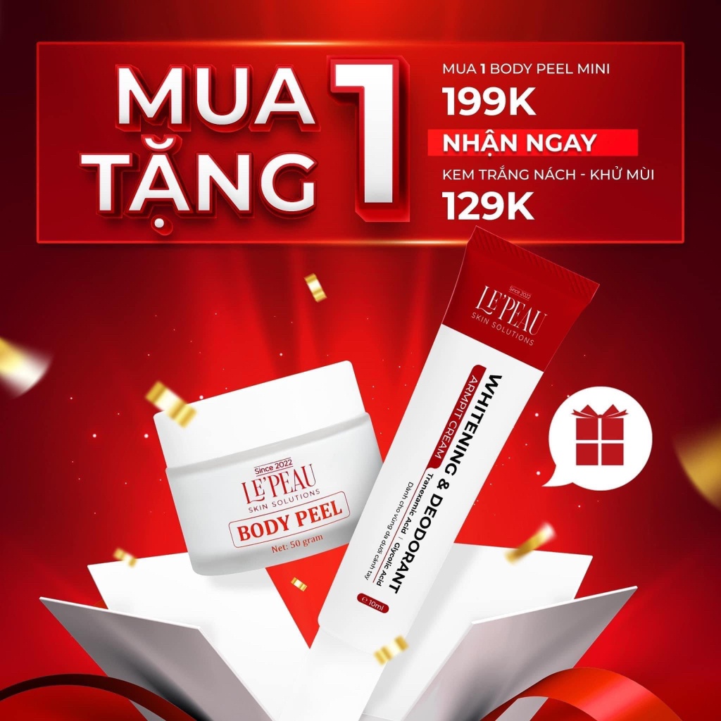 Ảnh Peel body zise mini dùng thử 50gr, dưỡng trắng, mờ thâm - LE'PEAU kèm quà tặng soap khóm 2