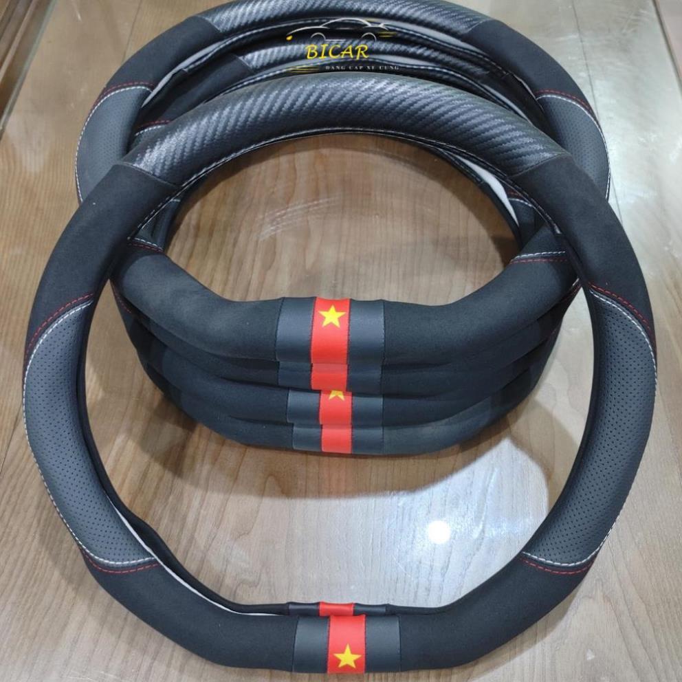 Bọc Vô Lăng DCUT cờ Việt Nam xe Vinfast VF5,LIMO GREEN, VFE34,VF8,VF9,XL7,ERTIGA,SWIFT,SELTOS,SONET,ELANTRA SPORT,ALMERA