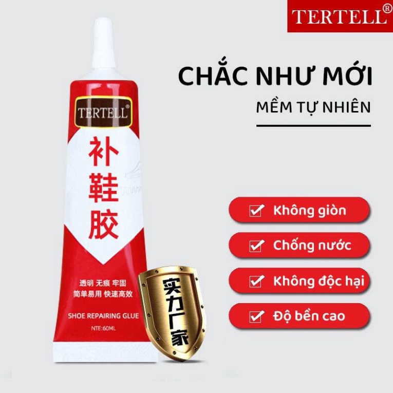 KEO DÁN GIÀY DÙNG NHIỆT 60ML, KEO DÁN ĐỎ SIÊU DÍNH TRONG SUỐT, Khô Nhanh Bền Chắc, Phù Hợp Sửa Chữa