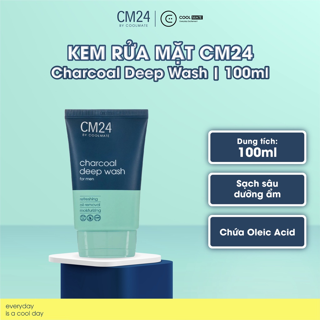 Kem rửa mặt Charcoal Deep Wash for Men 100ml - thương hiệu CM24