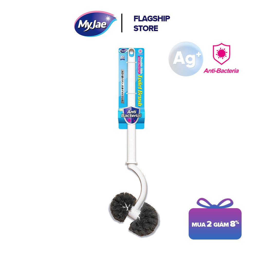 Cây Chà Bồn Cầu MyJae, Cọ Chà Toilet Loại 2 Đầu Tròn Kháng Khuẩn 45cm