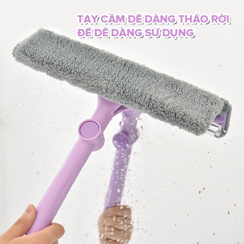 Cây Lau Kính, Gạt Chùi Kính Đa Năng 2 Trong 1 MyJae Cán Dài Uốn Xoay Thông Minh