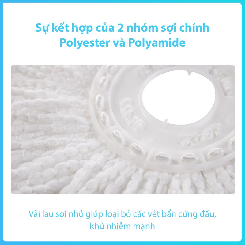 Ảnh Bông Lau Thay Thế MyJae Dạng Tròn Dành Cho Cây Lau Nhà Xoay 360 Độ 4