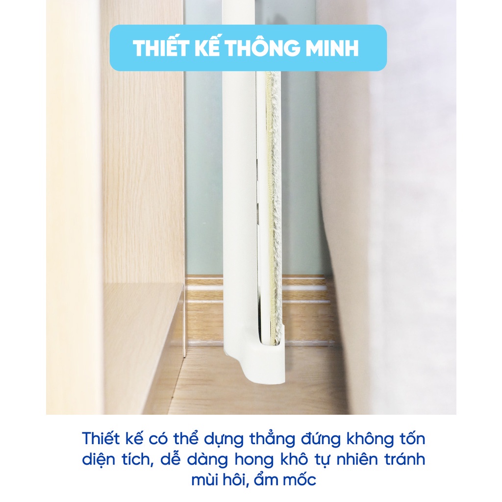 Combo 3 Bông Lau + 1 Cây Lau Nhà MyJae Đài Loan Sợi Microfiber Tự Vắt Kháng Khuẩn Ag+ 120cm