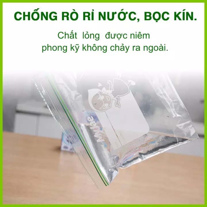 Combo 2 size S+XL Túi Zip PE Trong Suốt 2 Đường Kéo MyJae, Túi Bọc Đồ Ăn, Bảo Quản Tủ Lạnh
