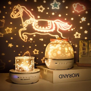 Đèn Ngủ Chiếu Sao Xoay 360 Độ Led Usb Đổi Màu Mini Dễ Thương Kèm 6 Film | Đèn Chiếu Vũ Trụ Decor