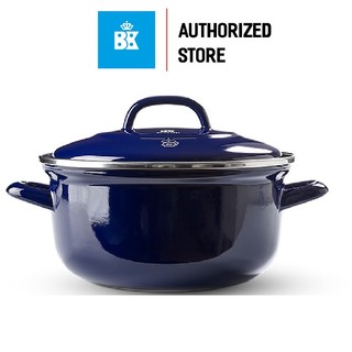 Nồi Thép Carbon Tráng Men BK 20cm, 2.5L; Hầm Kho Chiên Nướng Dùng Được Bếp Từ - Hàng Chính Hãng