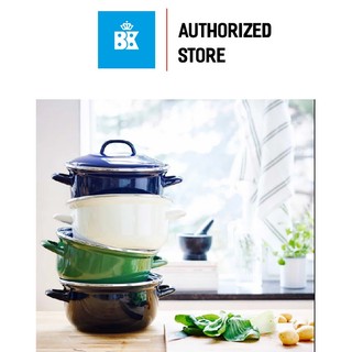 Nồi Thép Carbon Tráng Men BK 20cm, 2.5L; Hầm Kho Chiên Nướng Dùng Được Bếp Từ - Hàng Chính Hãng