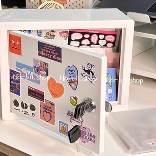 Tủ hộp nhựa trắng có khoá đựng card bo góc sticker sổ đa năng | Shopee ...