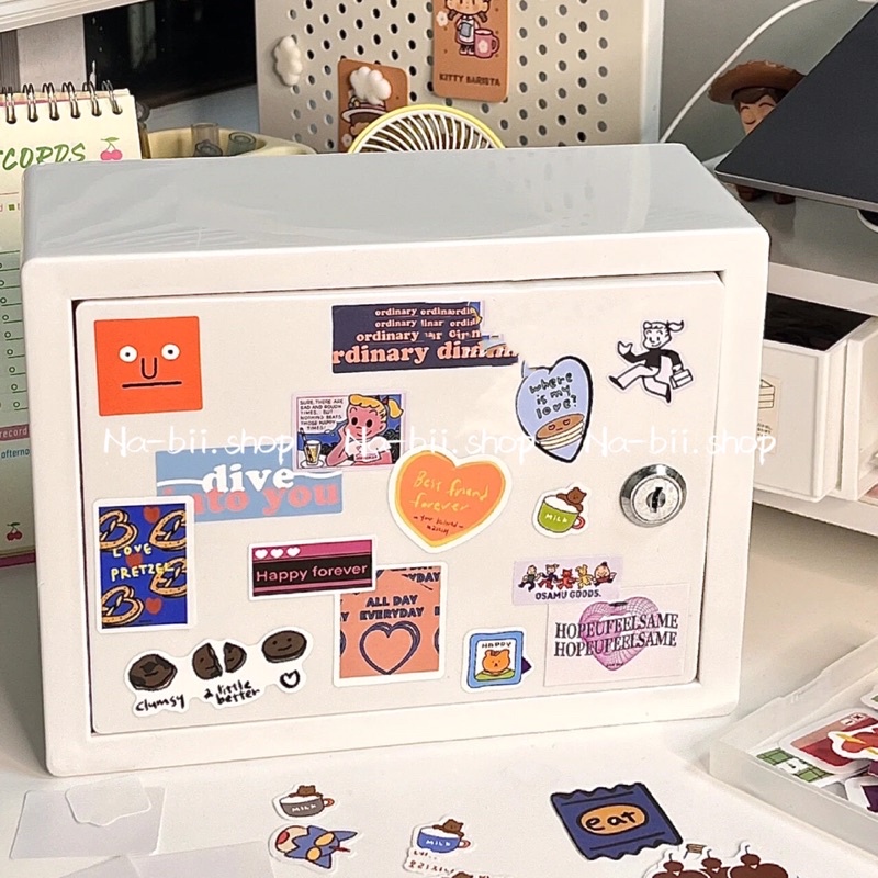 Tủ hộp nhựa trắng có khoá đựng card bo góc sticker sổ đa năng | Shopee ...