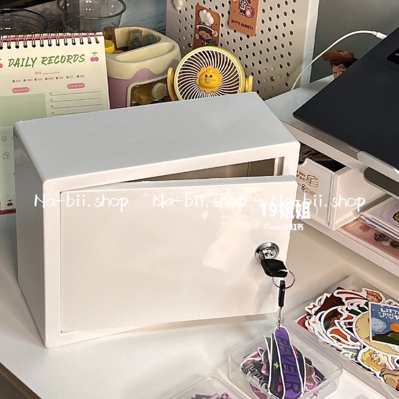 Tủ hộp nhựa trắng có khoá đựng card bo góc sticker sổ đa năng | Shopee ...