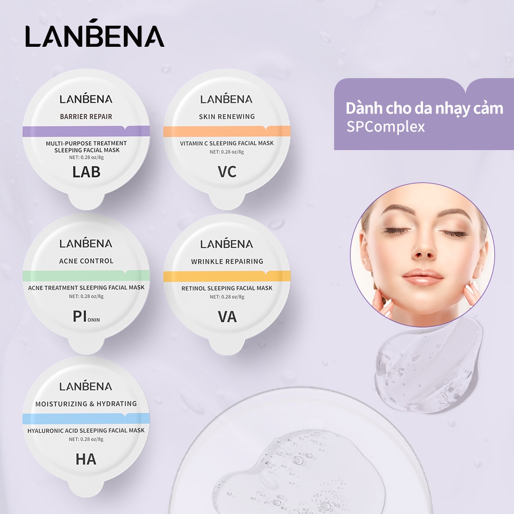 【3PCS】Mặt nạ ngủ LANBENA chứa axit hyaluronic dưỡng ẩm giảm mụn làm ...