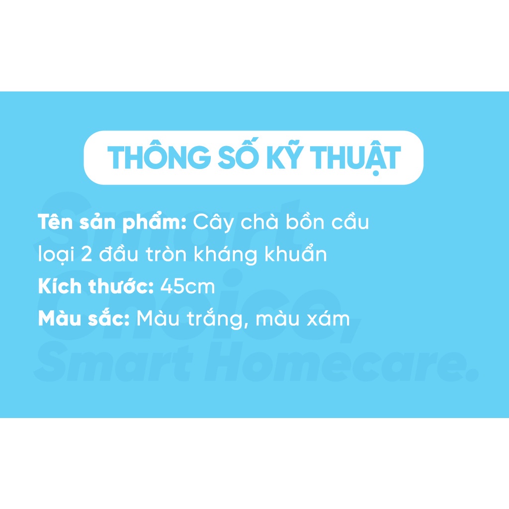 Cây Chà Bồn Cầu MyJae, Cọ Chà Toilet Loại 2 Đầu Tròn Kháng Khuẩn 45cm