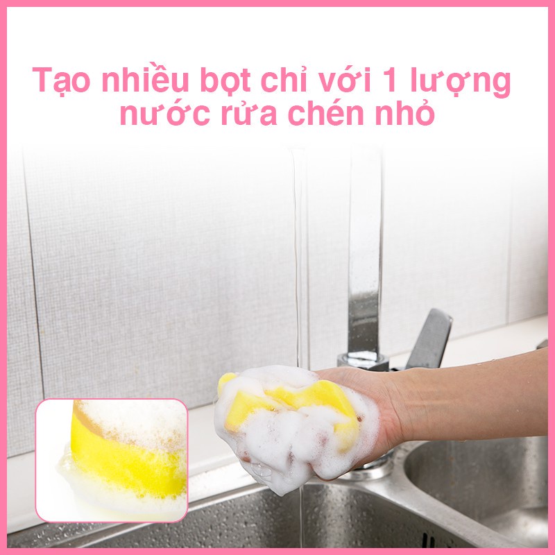 Miếng bọt biển rửa chén MyJae 2 mặt, mút xốp rửa bát đa năng kèm miếng nhựa hít kê (2miếng/gói)
