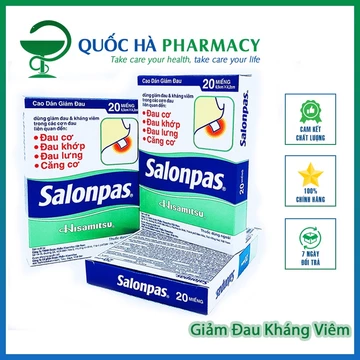 Cao dán Salonpas hỗ trợ giảm đau hộp 20 miếng( 2*10 miếng) - Quốc Hà Pharmacy