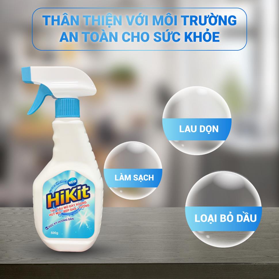 Tẩy dầu mỡ nhà bếp, tẩy nồi, nhà bếp, hút mùi, bếp gas, bếp từ, đáy xoong, đáy chảo HiKit 500g [Mua 1 tặng 2]