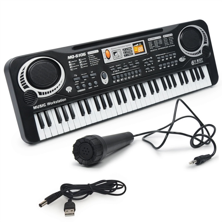 Đàn PIANO 61 KEY Cho Bé - Đàn ORGAN Kèm Míc Có Loa Cực To Giúp Bé Giải Trí 6 Bàn Phím Kèm Mic 6 Bài Hát Và 16 Tone Nhạc
