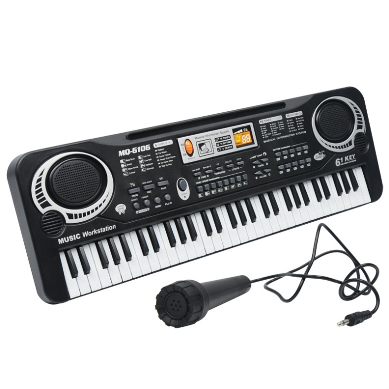 Đàn PIANO 61 KEY Cho Bé - Đàn ORGAN Kèm Míc Có Loa Cực To Giúp Bé Giải Trí 6 Bàn Phím Kèm Mic 6 Bài Hát Và 16 Tone Nhạc