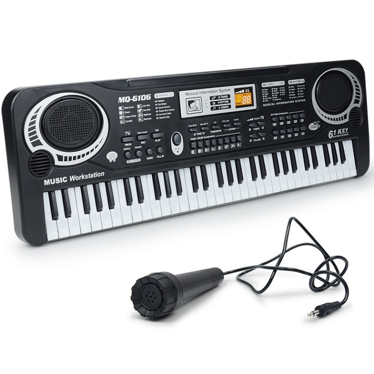 Đàn PIANO 61 KEY Cho Bé - Đàn ORGAN Kèm Míc Có Loa Cực To Giúp Bé Giải Trí 6 Bàn Phím Kèm Mic 6 Bài Hát Và 16 Tone Nhạc