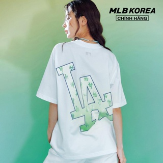 MLB Korea Unisex Checkerboard Clipping Logo Oversized Short Sleeve Tee Shirt NY Yankees Green