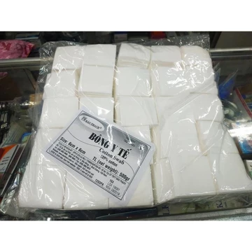 TÚI 500gr BÔNG GÒN Y TẾ CẮT MIẾNG SẴN Gòn vuông BẢO THẠCH Gòn vuông y tế cắt miếng (Bông miếng y tế) BẢO THẠCH 6cm x 6cm
