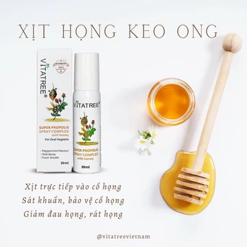 Keo ong xịt họng giảm ho vitatree super propolis spray complex with manuka 15+ chai 30ml Chợ Việt Úc