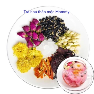 Trà thảo mộc hoa hồng ngọc nữ [Thảo mộc Mommy] hoa cúc, hoa hồng, hắc kỉ tử, hoa nhài, atiso đỏ, trần bì