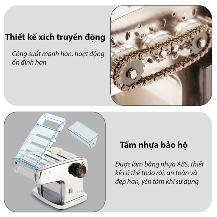 Máy cán mì 2 dao 135W cán mì đa năng, phù hợp gia đình và kinh doanh