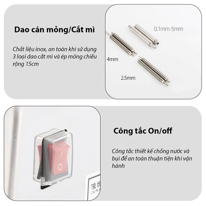Máy cán mì 2 dao 135W cán mì đa năng, phù hợp gia đình và kinh doanh