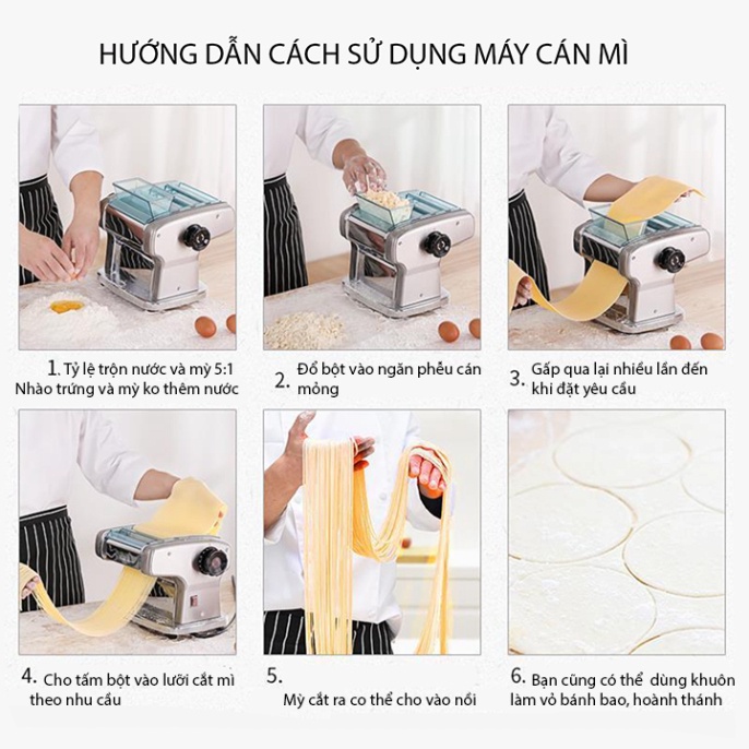 Máy cán mì 2 dao 135W cán mì đa năng, phù hợp gia đình và kinh doanh