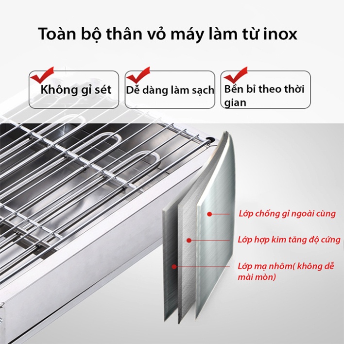 Vỉ nướng điện 2800W đa năng nướng thịt xiên, hải sản, đồ ăn nhanh