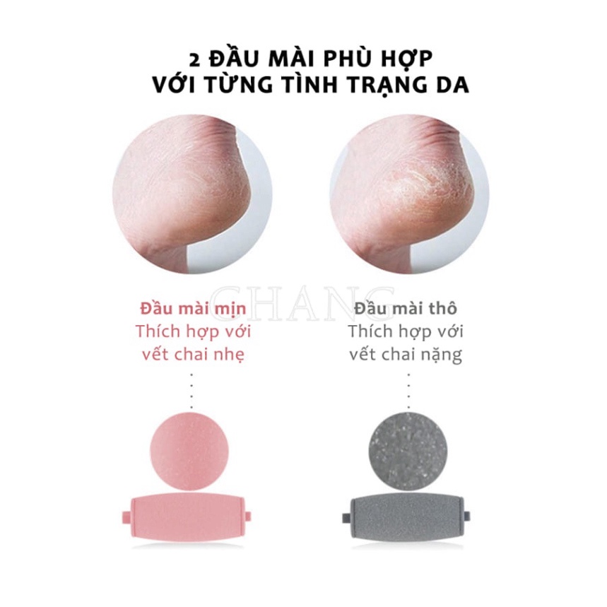 Máy Chà Gót Chân Tự Động, Tẩy Tế Bào Chết Tại Nhà Sạc Pin Tích Điện 2 Đầu Mài