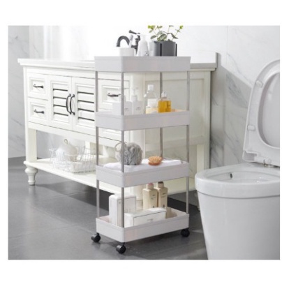 Kệ đựng đồ đa năng 3 tầng,4 tầng có bánh xe đẩy chuyên dụng cho spa, phòng tắm, bếp chất liệu inox cao cấp Babee