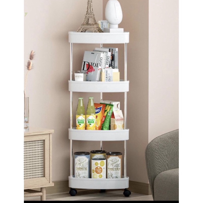 Kệ để đồ đa năng nhà tắm, bếp-kệ để góc gọn chất liệu khung kim loại chống gỉ chân có bánh xe di chuyển tiện lợi Babee