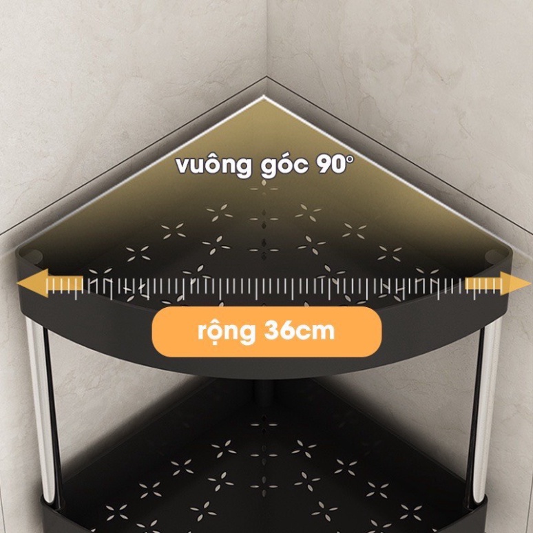 Kệ để đồ đa năng nhà tắm, bếp-kệ để góc gọn chất liệu khung kim loại chống gỉ chân có bánh xe di chuyển tiện lợi Babee