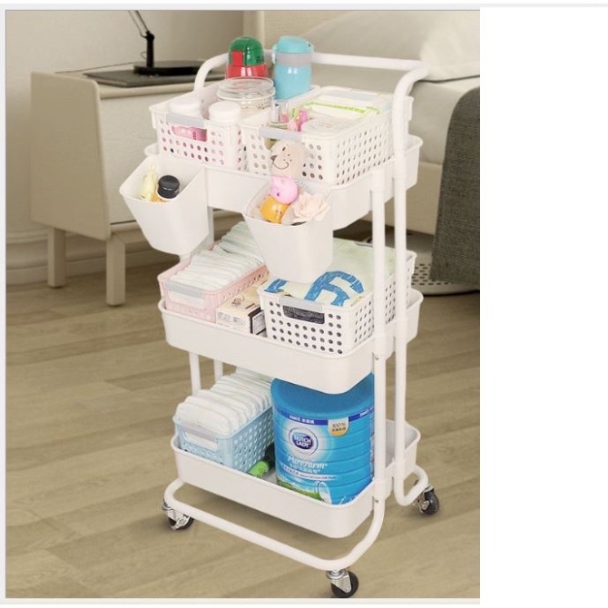 Xe Đẩy Spa YTC- Kệ Bỉm Sữa Đa Năng 3 Tầng Nhập Khẩu có bánh xe tiện lợi Babee