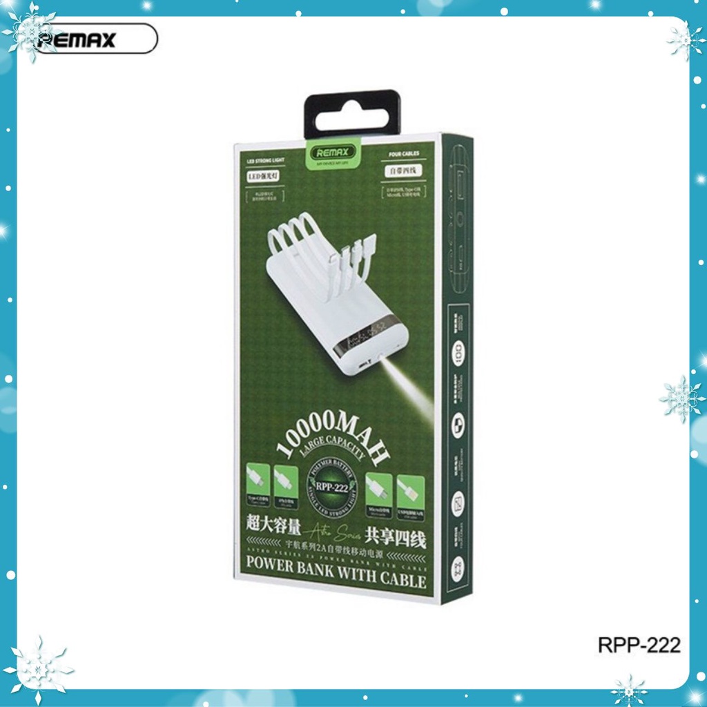 Pin Sạc Dự Phòng Remax RPP-222 10000 mAh Kèm Cáp 3 Đầu | Shopee Việt Nam